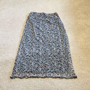 American Eagle Outfitters Blue Floral Midi Skirt